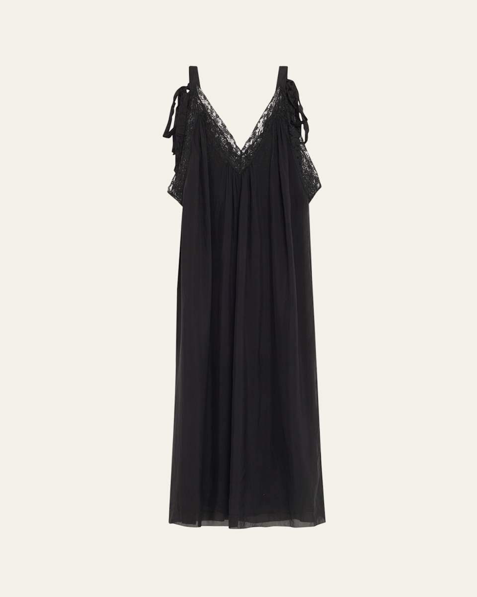 Lace-Trim Sleeveless Midi Slip Dress